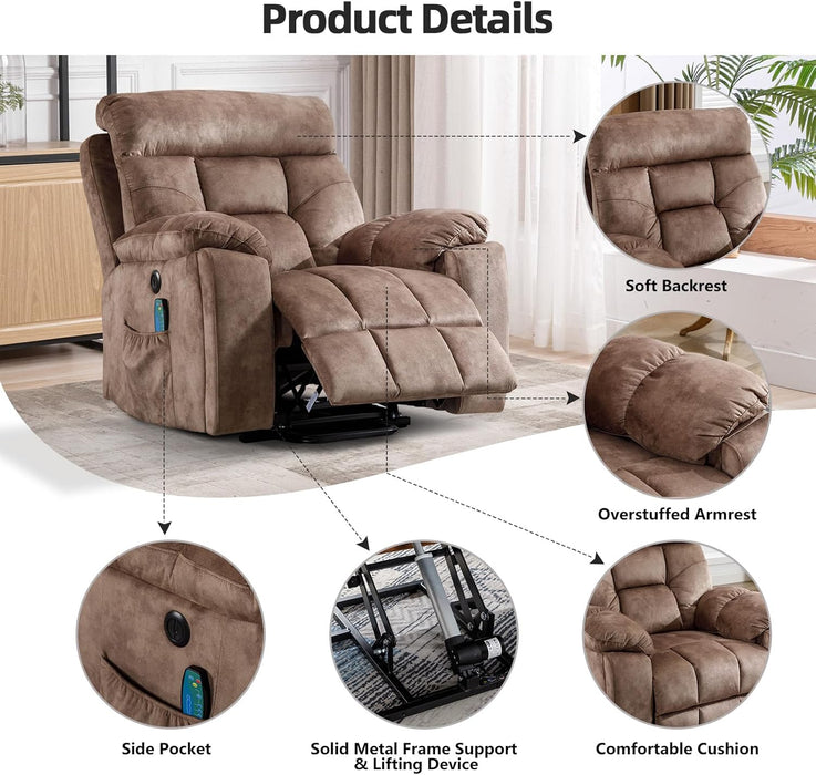 Large Power Recliner with Massage, Heat, and USB