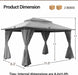 Patio Gazebo 10'X13', Outdoor Heavy Duty Party Tent Shelter with Double Roofs, Mosquito Nettings and Privacy Screens for Backyard, Garden, Lawn, Gray