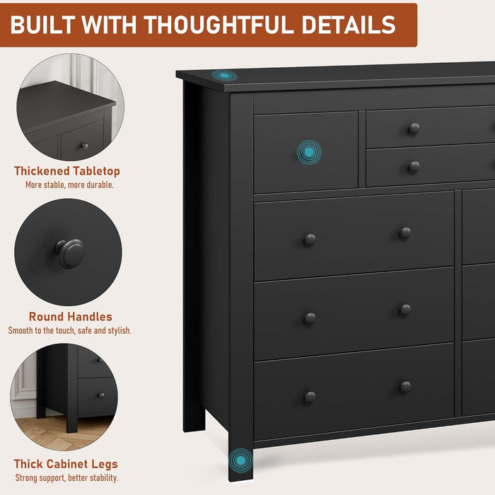 10 Drawers Dresser for Bedroom,Modern Wooden Chest of Drawers with Natural Texture, Sturdy and Stable Storage Organizer for Living Room, Entryway, Home Office