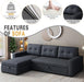 L-Shaped Sleeper Sofa Dark Grey, 81.5", with Storage