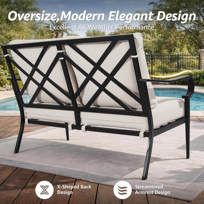 4 Piece Vintage Patio Furniture Set, Patio Conversation Set with 2 Rockers