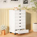 7 Drawer Rolling Storage Cabinet, Wood under Desk Mobile Dresser with Wheels, Small Organizer Chest for Home Office, Bedroom, Rolling Vertical Organizer for Home Office, White