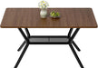 55 Inch Dining Table for 4-6, Rectangle Kitchen Table with Storage Shelf, Space Saving Modern Farmhouse Design with Sturdy Metal Legs for Dining Room & Small Apartments