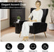 Black Velvet Wingback Chair Upholstered With Pillow