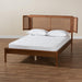 Eridian Walnut Brown Finished Wood and Natural Rattan Full Size Platform Bed