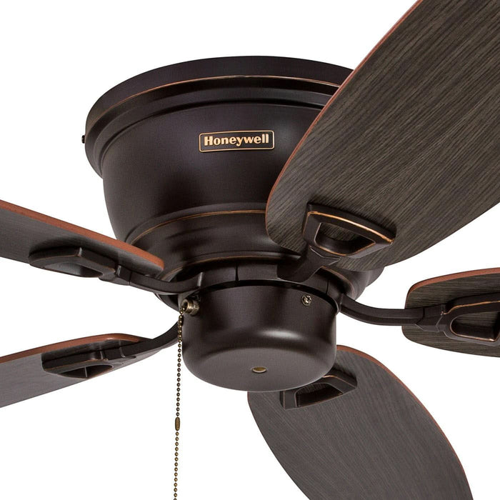 Ceiling Fans Glen Alden, 52 Inch Classic Flush Mount Indoor LED Ceiling Fan with Light, Pull Chain, Quick-2-Hang Dual Finish Blades, Reversible Motor - 50183 (Oil Rubbed Bronze)