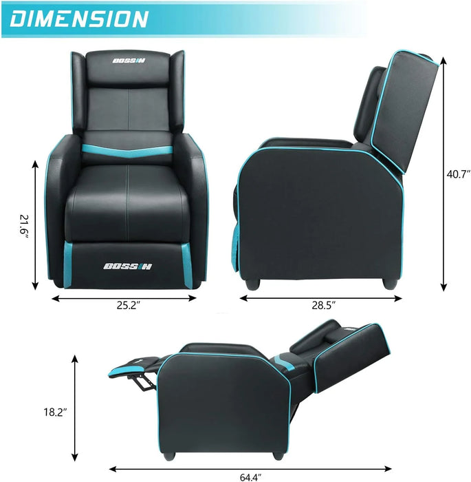 Gaming Recliner Chair for Adults 400Lbs Racing Style Sofa Big and Tall PU Leather Recliner Seating Modern Ergonomic Lounge Recliner Chair Comfortable Home Movie Theater for Living Room