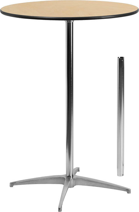 Natural Birch Wood Round Cocktail Table Adjustable