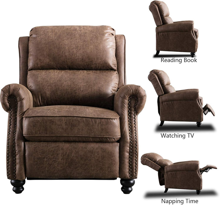 Pushback Recliner Chair with Rivet Detail