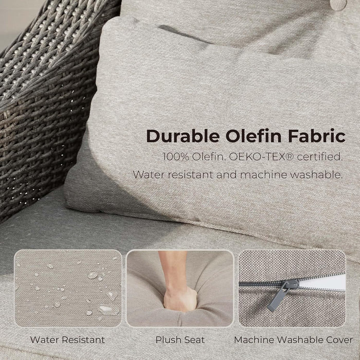 2 Pieces Patio Wicker Chairs, 360° Rocking Swivels Outdoor Rattan Chair with Thickened Cushions for Backyard, Poolside, Garden or Porch