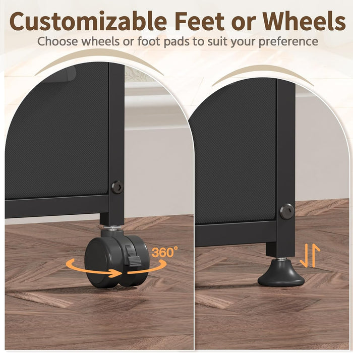 Black SlimStorage Narrow Five Drawer Dresser Wheeled