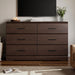 Brown 6 Drawer Dresser for Bedroom, Chest of Drawers with Silver Handle, Wood Storage Dresser with Deep Drawers for Bedroom, Living Room, Hallway Entryway (52.76 * 21.26 * 7.87 In)