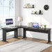 83-Inch Large L Shaped Desk, Reversible Executive Office Desk, Modern Corner Computer Table Business Workstation for Home Office, Black
