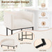 Counter Height Bar Stools Set of 3, Modern Barrel Counter Stools with Backrest and Arms, Black Metal Frames, Linen Fabric Upholstered Accent Barstools for Kitchen Island, Beige