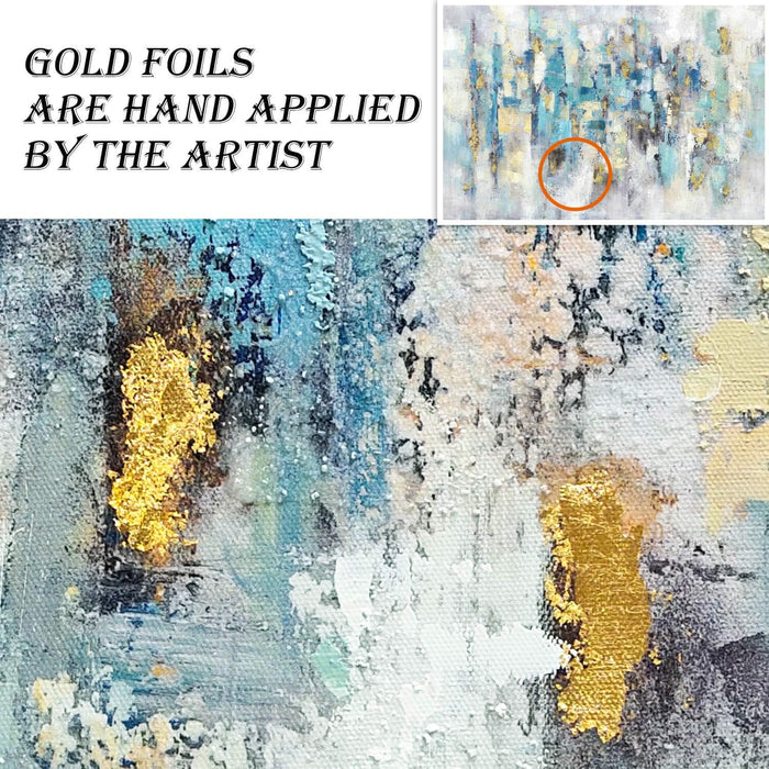 Abstract Modern Picture Wall Art: Blue Artwork Painting on Canvas for Office Living Room (45'' X 30'', Multiple Sizes)