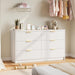 53" Wide 6 Drawer Dresser for Bedroom, Modern Simple Wood Dresser Chest of Drawers Closet Store Organizer for Living Room, Hallway (White, 15.4" D X 53.1" W X 30.9" H (6 Drawers))