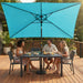 6.5' X 10' Patio Umbrella, Rectangular Patio Umbrella, Metal Pole Square Outdoor Umbrella with Crank and Push Button Tilt, Large Outdoor Umbrella with Polyester Canopy
