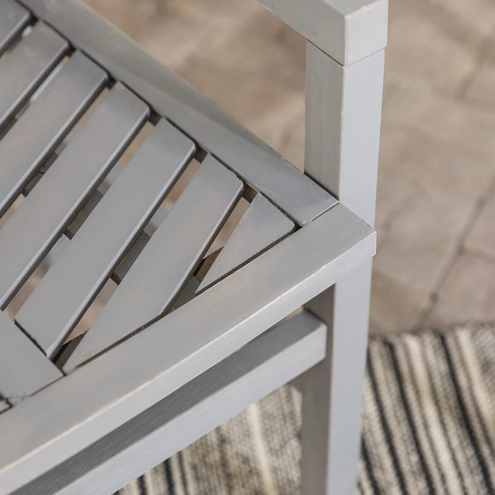 2 Piece Outdoor Patio Chevron Wood Chair Set All Weather Backyard Conversation Garden Poolside Balcony, Set of 2, Grey