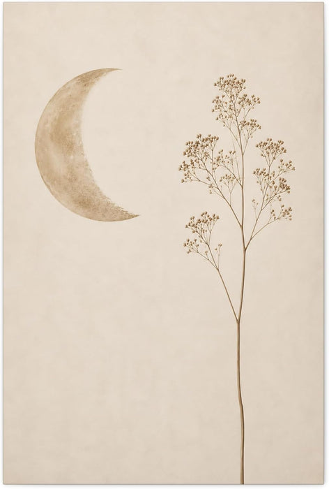 Arvelo Moon Canvas Wall Art, Neutral Celestial Decor for Bedroom & Living Room, Ready to Hang