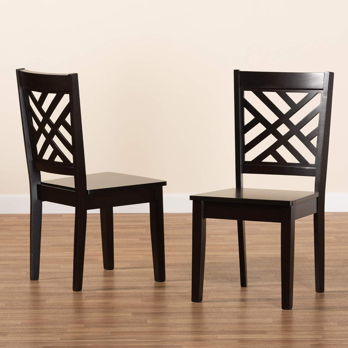 Caron Dining Chair and Dining Chair Transitional Dark Brown Finished Wood 2-Piece Dining Chair Set