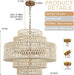 23.62In Large White Rattan Chandeliers Light Dining Room 6-Light