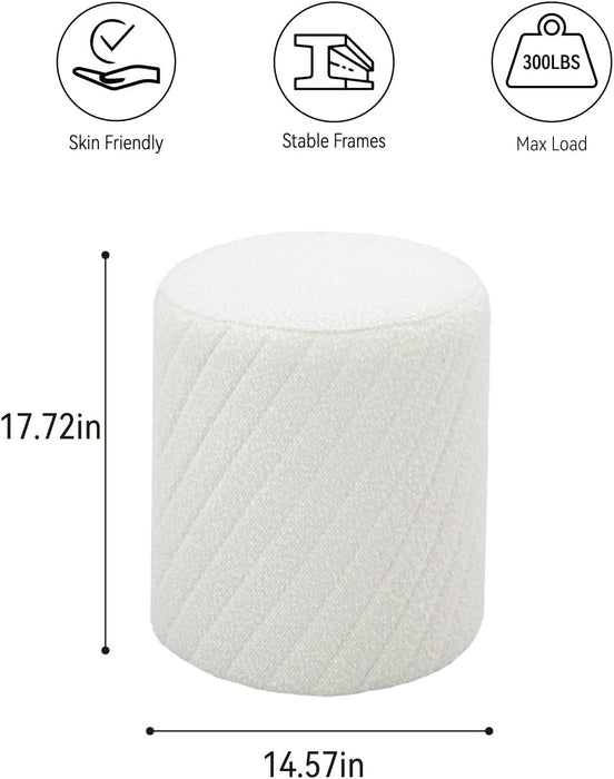 Modern round Ottoman with Soft Padded Seat, Multifunctional Vanity Chairs for Makeup, Upholstered Footrest Stool Ottoman Foot Stool for Living Room, Bedroom