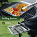 Brand-Man Charcoal Grill & Smoker Steel Kamado - 22" Cast Iron Grates, Grilling Basket, Large Prep Table Cart, Ideal for Outdoor Cooking