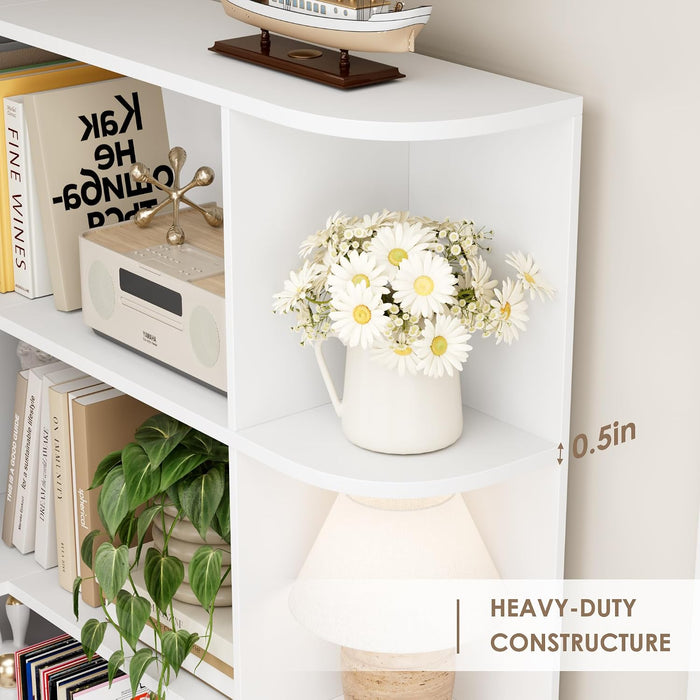 72" Tall Corner Bookshelf, 6-Tier Bookshelf and Bookcase, White | Space-Saving Book Shelf with Open Storage, L Shaped Corner Bookcase for Home Office, Thickened Boards for Heavy Duty