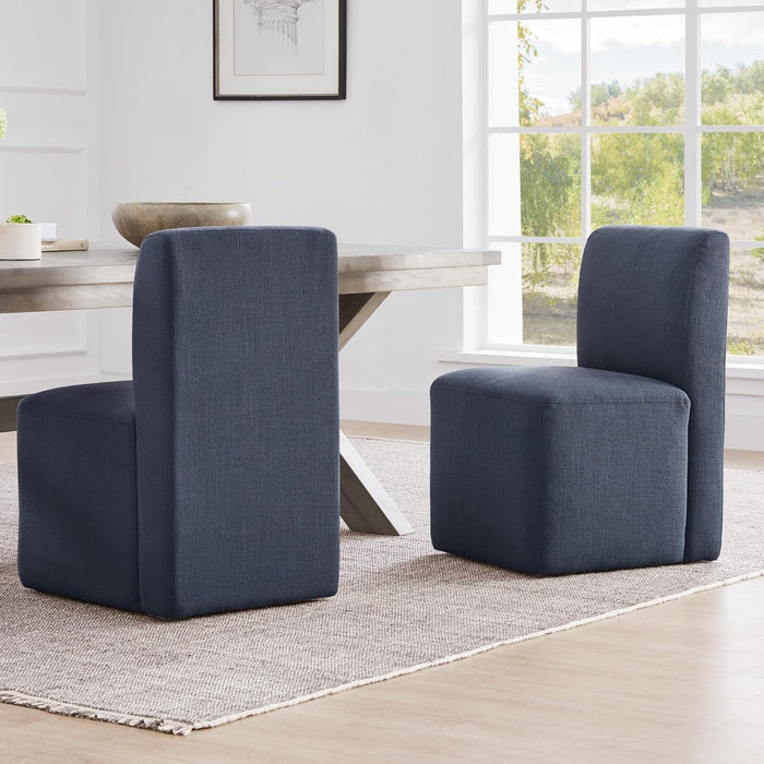 Dining Chairs with Casters Set of 2, FSC Certified Upholstered Armless Modern Rolling Dining Chairs with Rollers for Bedroom Reading Room Living Room, Insignia Blue