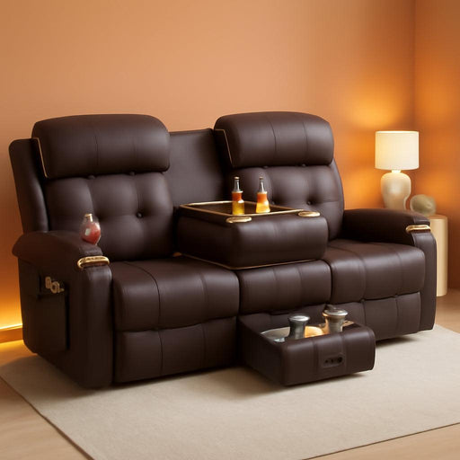 Recliner Sofa, Massage Reclining Sofa 3 Seater Sets Heavy Weight Capacity, RV Loveseat Couch Clearance with Flip Back Console, Storage, Cup Holders, Wall Hugger Reclining Couch for Living Room