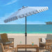 Outdoor - Valance 9-Foot Crank Patio Umbrella - Baby Blue & White Canopy - Brown Aluminum Pole - Decorative Petal Valance Trim - Ideal for Patio, Deck, Poolside, Backyard (PAT8006U)