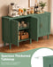 63" Sideboard Buffet Cabinet, Mid Century Modern Credenza Storage Cabinet with Carved Handle & Adjustable Shelves, Buffet Table Kitchen Coffee Bar for Living Room Dining Room - Green