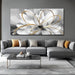 Large Canvas Wall Art White Flower Painting 30X60 Inch Black Art for Living Room Bedroom Office Home Wall Accents