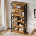 Industrial Six Tier Tall Bookshelf BrownAndBlackFinish