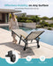 Outdoor Lounge Chair with Pillow, 5-Position Aluminum Chaise Lounge with Wheels & Armrests, 400 Lbs Heavy Duty Patio Pool Chair for Deck, Backyard, Beach & Poolside, Khaki