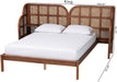 Cascadia Mid-Century Modern Walnut Brown Wood King Size Wingback Platform Bed