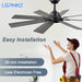 Ceiling Fan with Light & Remote Indoor/Outdoor Use 52 Inch Black