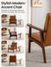 Mid Century Leather Accent Chairs, Modern Small Arm Chair for Living Room, Office Waiting Room Lobby Chair with Wooden Arms, Brown Accent Reading Chairs Set for Bedroom