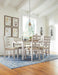 Skempton Cottage Dining 7 Piece Set – Rectangular Table & 6 Upholstered Chairs | Coastal Chic Meets Farmhouse, Whitewash