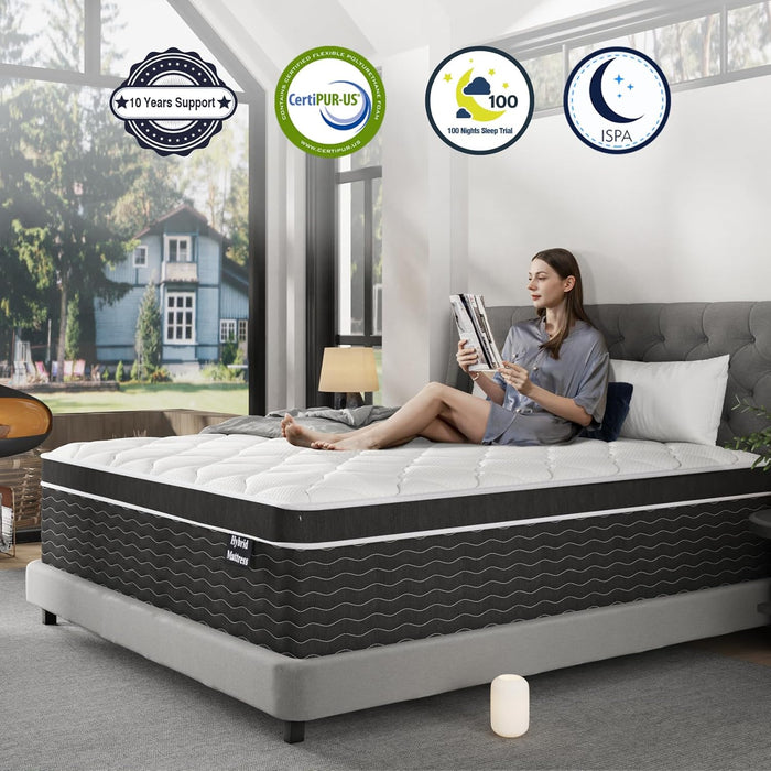 King Size Mattress, 12 Inch Hybrid Mattresses in a Box, Firm King Mattress with Gel Memory Foam and Pocket Springs, Pressure Relief & Upgraded Support, Cooling and Breathable