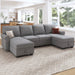 Modern Storage Sectional Sofa Couch U-Shaped with Storage Ottomans for Living Room Furniture Sets, Light Grey