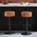 VASAGLE EKHO Collection - 360° Swivel Bar Stools Set of 2, Height Adjustable Barstools with Storage, Synthetic Leather with Stitching, Mid-Century Modern, Kitchen Bar, Easy Assembly, Caramel Brown