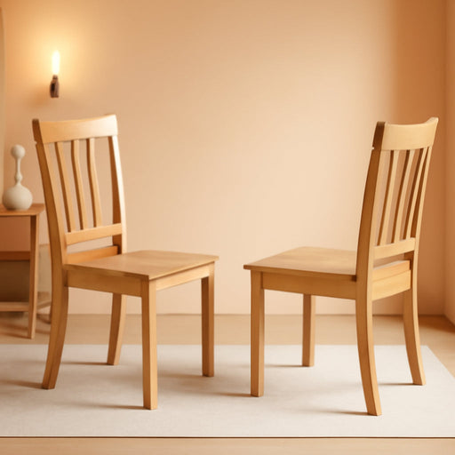 Antique 37" Wood Dining Chairs in Oak (Set of 2)