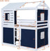 Twin Size BlueAndWhite Reinforced Pinewood Bunk Bed