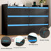 47.2" Modern Black Dresser with Power Outlet and LED Lights