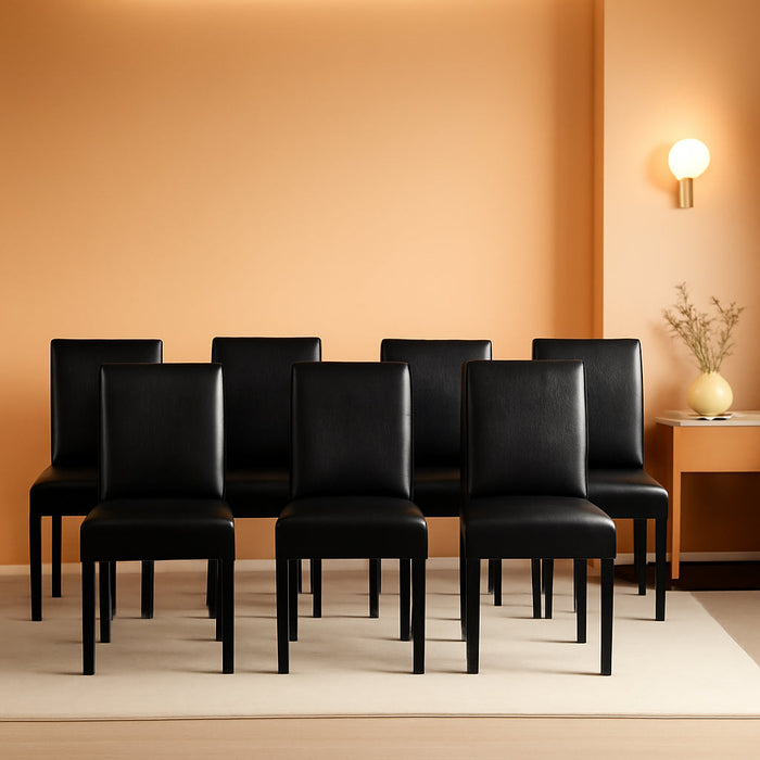 Modern PU Upholstered Dining Chairs Elegant Design Dining Room Chairs (Black Set of 6)