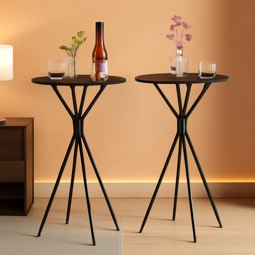 Bar Tables Set of 2, round Cocktail High Top Pub Bistro Table for Events Party, Kitchen Dining, Home Bar, 23.6 X 23.6 X 41.3 Inches, Sturdy Metal Frame, Modern Style, Easy to Assemble, Black
