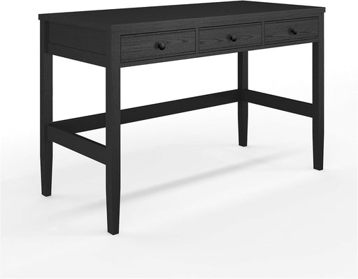 Rhett Home Office Desk with 3 Drawers and Tapered Legs in Black with Oil Rubbed Bronze Hardware