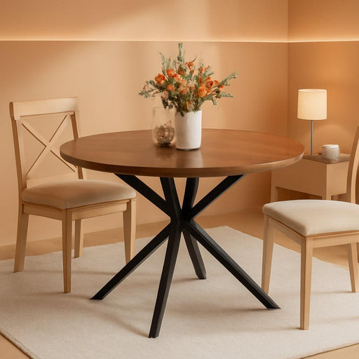 47.2 Inch round Dining Table for 4, Farmhouse Wood Kitchen Table, round Dinner Table for Kitchen & Dining Room, Walnut