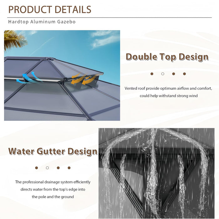 12x14ft Gray Hardtop Gazebo UVProtected Patio Outdoor
